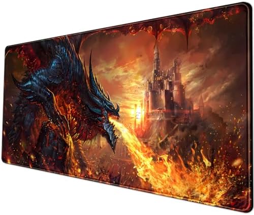 Japanese Desk Mat Dragon Castle Desk Pad Game Aesthetic Mouse Pad Large Gaming Mousepad Extended Keyboard Pad 31.5 x 11.8 in Laptop Computer Mouse Keyboard Mouse Pads for Desk Decor Mat.