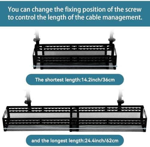 Under Desk Cable Management Tray, No Drill Mesh Cable Tray Cord Organizer