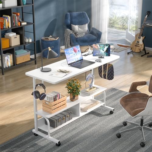 Armocity 47" Rolling Standing Desk with Charging Station for Couch Bed