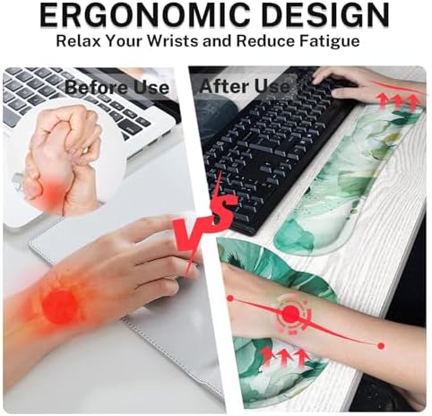 Britimes Keyboard Mouse Pad Set, 4 in 1 Desk Mat Set, Colorful Floral