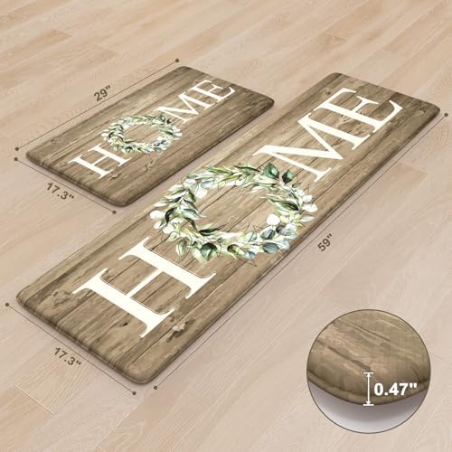 KIMODE Anti Fatigue Kitchen Mats for Floor Cushioned Kitchen Rugs Sets of 2