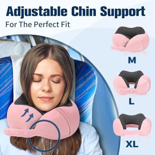 Cirorld Neck Pillow for Traveling, Travel Pillows for Airplanes Pink