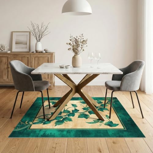 5'x7' Green Cat Cat-Inspired Vine Symmetry Washable Area Rug