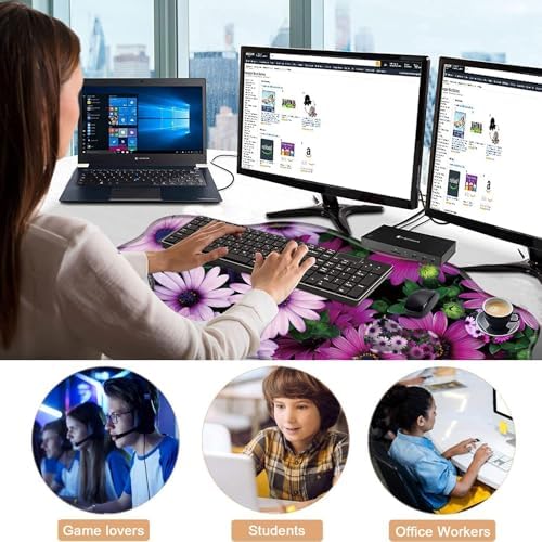 Mouse Pad with Wrist Support + Desk Mat + Coaster 3 in 1 Set, XXL Large Gaming Mousepad Ergonomic Mouse Pads for Desk Computer Laptop Office,African Daisy