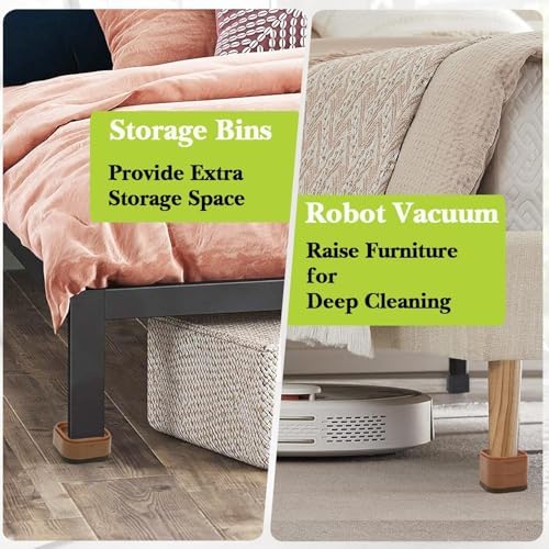8 Pack Furniture Risers 4 Inch, Adjustable Bed Risers Heavy Duty for Table Desk Couch Chair Sofa Cabinet Bed Legs Dorm, Square Stackable Bed Raisers Blocks Lift Height 1", 2",3"or 4", Brown