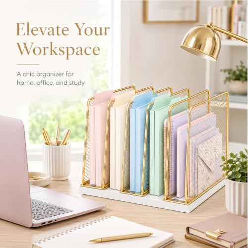 OPNICE Desk File Organizer, Mail Organizer, Large, Gold