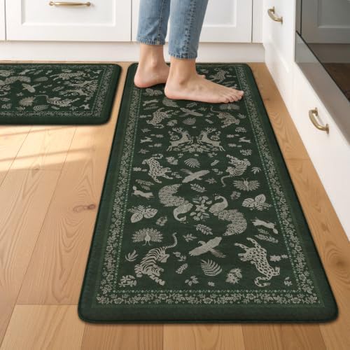 LEEVAN Anti Fatigue Kitchen Mats for Floor, Cushioned Kitchen Mat Set 2PCS