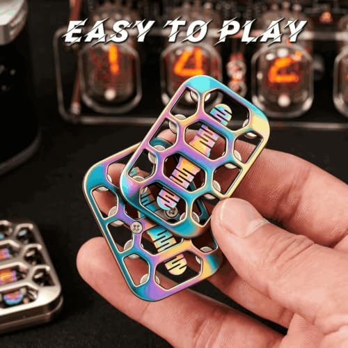 Fidget Toys Adults Openwork Design Metal Fidget Slider EDC Fidget Toys Adults Decompression Desk Toys to Relief Anxiety and Stress for ADD, ADHD & Autism (Vibrant Colors)