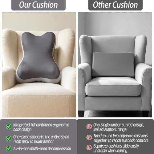 2-in-1 Neck and Lumbar Support Pillow, Recliner Back Cushion with Cover