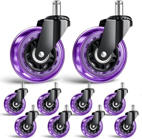 3 Inch Office Chair Wheels, Set of 10 (Purple)