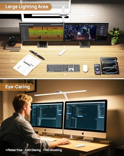 TROND LED Desk Lamp with Clamp, 29.55'' Tall Desk Light with Remote, White