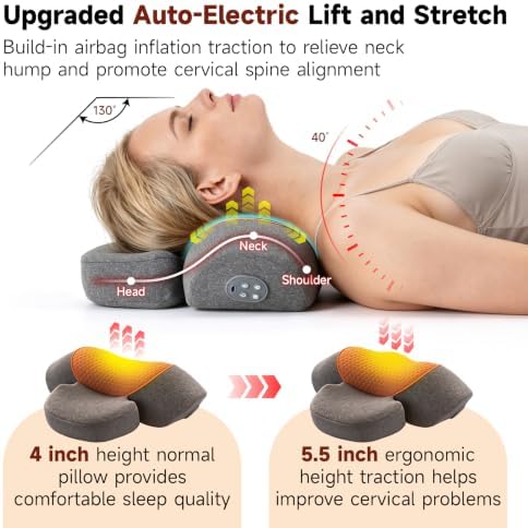 3-in-1 Neck Massager Pillow with Heat, Vibration & Cervical Traction