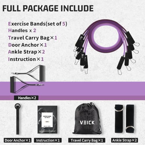 VEICK Resistance Bands with Handles, Exercise Tube Bands Set for Workouts