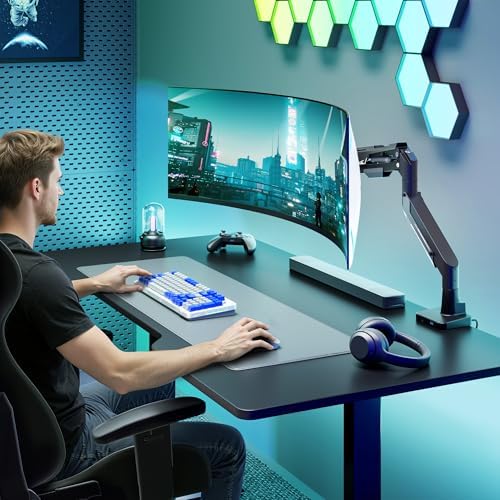 ARES WING Heavy Duty Monitor Arm with USB for 24-57 Inch Screens, Black