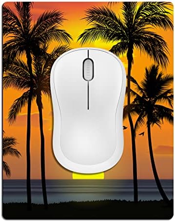 Small Mouse Pad, Mini Mouse Pads for Wireless Mouse and Laptop, Travel Mousepads with Designs - Tropical Sunset Beach, Portable Mousepad with Non-Slip Rubber Base - 5.5 x 7 in