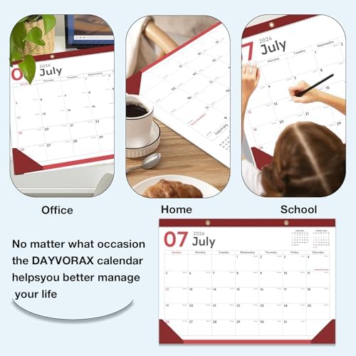 2026-2027 Desk Calendar - 18 Month Desk Calendar 2026-2027, Jul 2026 - Dec 2027, 17" x 12", Large Monthly Desktop Calendar with Daily Blocks, Thick Paper, Corner Protectors - (2 Stickers Included)