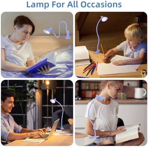 LiFMIRA Desk Lamp Clip on Lamp for Bed, LED Reading Light for Bed Purple