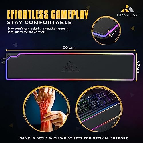 RGB Backlit Gaming Wrist Rest | RGB Wrist Support for Keyboard | Keyboard Wrist Rest with 14 Color Modes | 17x4x1 Inches Wrist Pad for Keyboard | Wrist Rest for Computer, Laptop, | Black