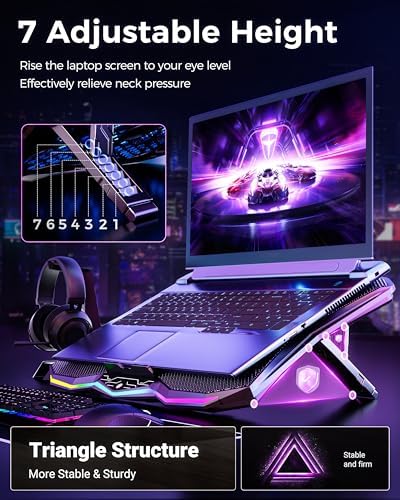 AICHESON RGB Laptop Cooling Pad 8 Fans for 15.6-17.3 Inch PC Notebooks