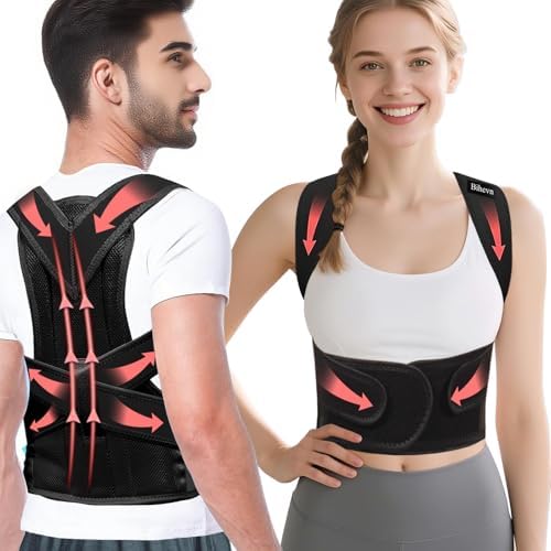 Posture Corrector Back Brace for Men and Women, Adjustable Full Back Support for Posture Improvement & Pain Relief, Shoulder Straightener for Spine Alignment & Posture Correction, Size L(35-42in)