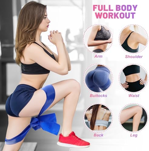 5 Pcs Resistance Bands, Professional Exercise Bands Elastic Stretch Bands for Fitness Yoga Pilates Stretching Strength Training, Workout Bands for Women and Men Home Gym