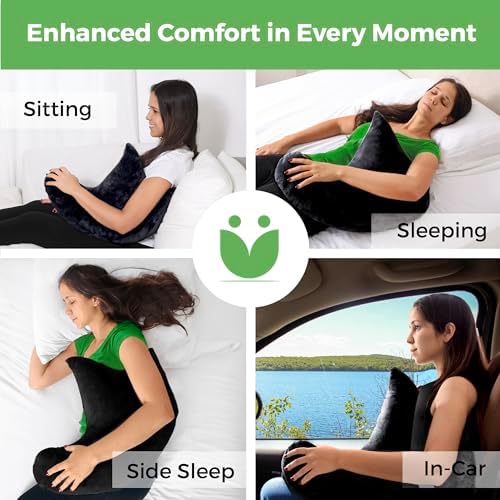 Rotator Cuff Pillow Side-Sleeper Shoulder Arm Support, Washable Cover Black