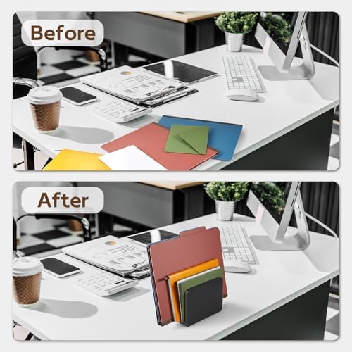 Wood Mail Organizer, Mail Holder for Desk, Black Letter Holder for Countertop, Small Envelope Holder, Desk Organizers and Accessories for Home Office