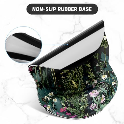 ITNRSIIET Ergonomic Mouse Pad with Gel Wrist Support Small Wrist Rest Smooth Surface Non-Slip PU Base Comfortable Office Supplies Pain Relief, 8.7 x 7.2 inches, Pretty Flowers