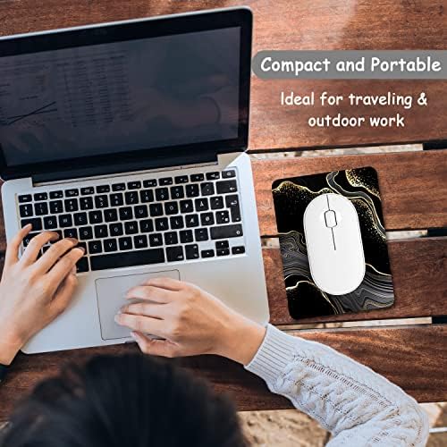 Dapesuom Small Mouse Pad, 6 x 8 Inch Thick Rubber Premium-Textured Non-Slip Portable & Washable Mini Mouse Mat for Women Men Wireless Laptops Keyboard Tray Gaming Computer Office Travel, Black Marble