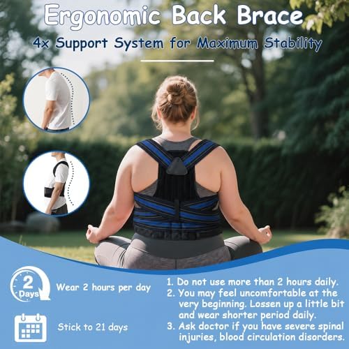 Plus Size Posture Corrector for Women & Men, Adjustable Back Brace, 3XL