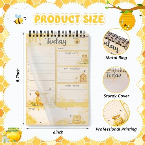 Gueevin Bee Gifts To Do List Notepad, Daily Planner, 50 Sheets