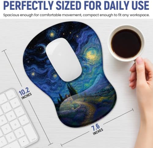 Ergonomic Mouse Pad with Wrist Rest, Gel Wrist Support, Starry