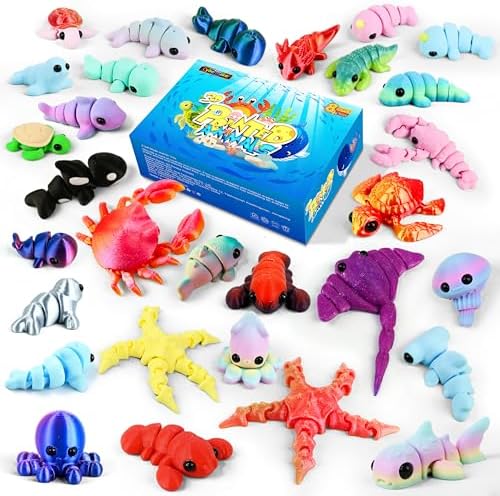 40 Pcs 3D Printed Animals Bulk Pack, Mini Sea Animal Figures