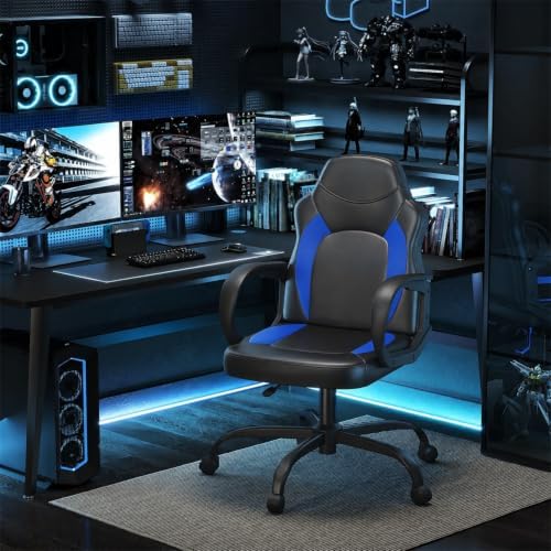 Comfy Gaming Chair, High‑Back Computer Video Game Chair, Blue