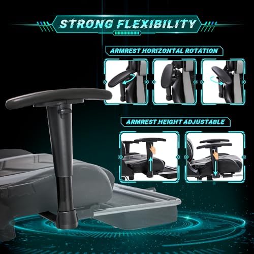 AA Products Gaming Chair Ergonomic High Back Computer Racing Chair Adjustable Office Chair with Footrest, Lumbar Support Swivel Chair - Upgraded Version BlackGrey