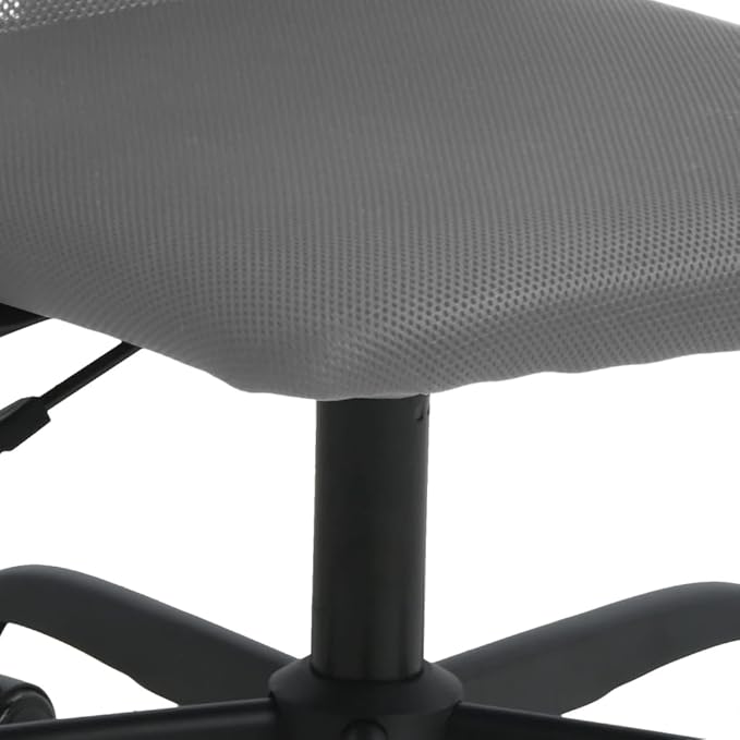 Grey Mesh Fabric Office Chair with Height Adjustment and 360-Degree Swivel, Breathable Back and Faux Leather Seat for Ergonomic Support and Workspace Mobility