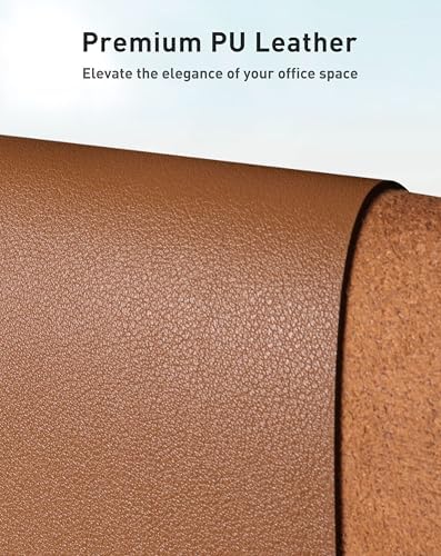 Aothia Faux Leather Desk Mat - Large Mouse Pad, Non-Slip PU Leather Blotter, Waterproof Writing Surface for Office and Home (Brown, 40" x 24")