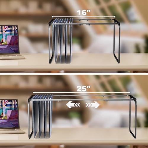 2 Set Hanging File Folder Frame,Legal/Letter Size,Adjustable Length 16-25 inches,12.598W 9.45" H, Hanging Folders Holder for Desktop Organizer and Metal Rail in Filing Cabinet Drawer