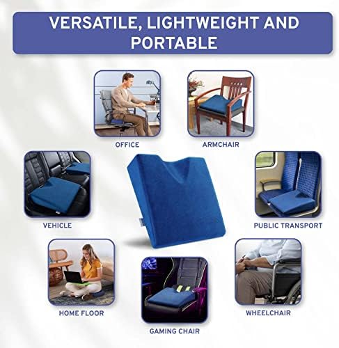 ComfySure Wedge Pillow for Office Chair Cushion and Car Seat Cushion - Medium Firm Memory Foam Seat Pad for Truck Seat, Gaming Chair - Orthopedic Support and Pain Relief for Tailbone and Hip