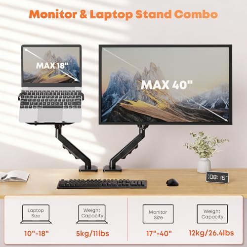 PUTORSEN Laptop Arm Desk Mount Fits Max 18" Notebook and 40" Screen