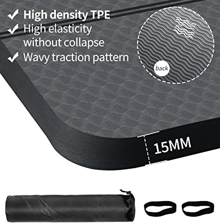 nuveti Large Exercise Mat - 15mm/20mm/30mm Thick Yoga Mat | Workout Mat for Fitness, Yoga, Pilates, Stretching & Floor Exercises for Women & Men with Free Carrying Bag