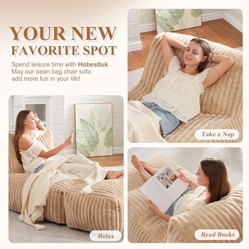 Hobestluk Large Bean Bag Chairs for Adults Giant BeanBag Couch Lounger