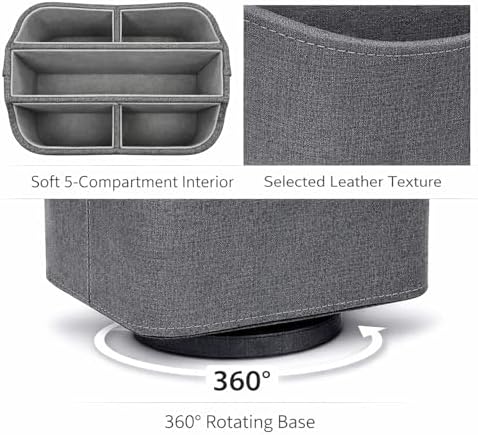 UnionBasic Rotating Desk Organizer, 360 Desk Spinning Caddy, Desktop TV Guide/Mail/Media/Remote Controller Holder Organizer, Barry Grey