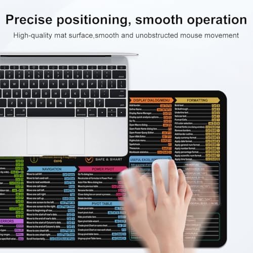 Office Excel Cheat Sheet Desk Pad Mat, XL 31.4" x 11.8"