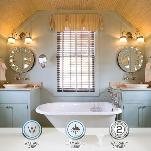 TORCHSTAR 4-Pack A19 Dimmable Half Chrome Light Bulb UL Listed 2700K Gold