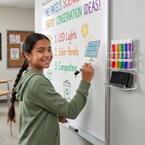 MyGift Clear Acrylic Whiteboard Marker Organizer, Wall Mounted, 5 Slots
