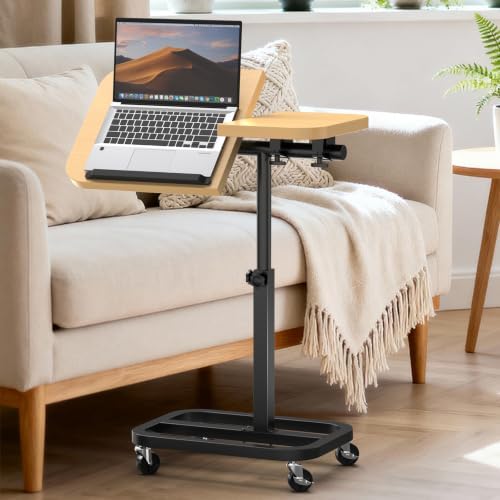 Portable Rolling Over Bed Laptop Desk, Adjustable Height and Tilt for Home