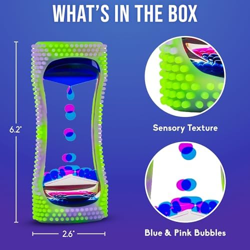 BUNMO Liquid Motion Bubbler Glow-in-The-Dark Sensory Toy for Kids & Adults – Gentle Fidget Toy for Mindfulness – Stimulating Visual Sensory Experience – Colorful Bubble Fidget Timer for Desk & Travel