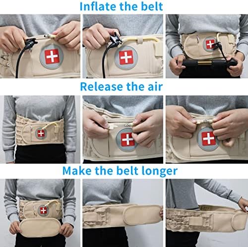 Decompression Back Belt, Inflatable Back Brace for Back Pain,Beige