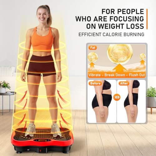 Vibration Plate Exercise Machine, 130 Levels Full Body Workout Vibrating Plate for Lymphatic Drainage Weight Loss, 450 Lbs Capacity Shake Platform with Bluetooth for Women Men
